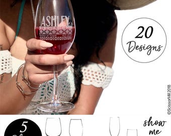 Personalized Wine Glasses, Engraved Bridesmaid Wine Glasses, Stemless Wine Glasses, Custom Wine Glasses