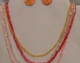 Mixed Orange 100 Strand Necklace