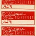 15 Christmas Greetings Self Adhesive Labels - Vintage Style Holiday Trimmings - Red Packaging Labels - Printed Christmas Tags