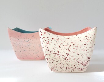 Vintage Splatter Vases, Confetti Speckled Ceramic Vases, Retro Atomic Age Decor