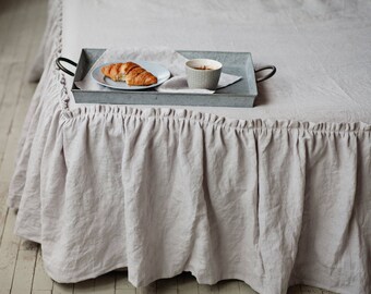 Linen coverlet. 12 colours. Linen bed skirt. Linen dust ruffle bedskirts. Linen bed coverlet. Linen bedspread. Bed valance. Linen bedding