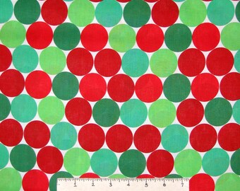Christmas Fabric - 1.5" Red & Green Big Dots Circles - Springs YARD