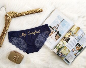 Bride Panties Bridal Shower Gift Bachelorette Bride Lingerie Wedding gift Honeymoon Lingerie Bride Gift Weddings Lingerie and Garters Custom