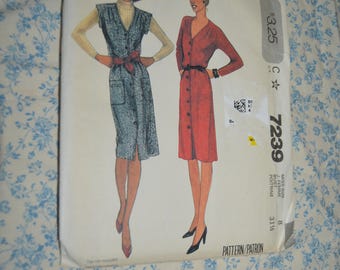 McCalls 7239 Misses Dress or Jumper Sewing Pattern - UNCUT - Size 8