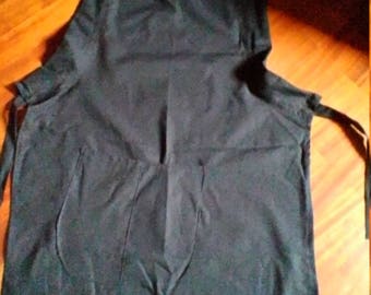 Black cotton apron with adjustable strap