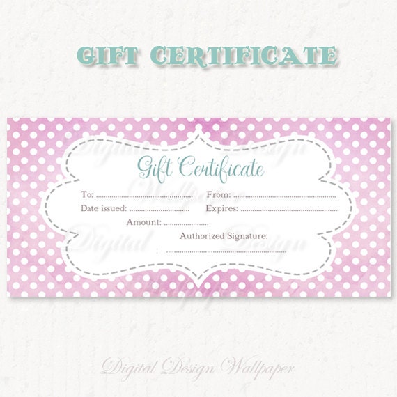 Printable Gift CertificateWatercolor Gift Certificate Gift