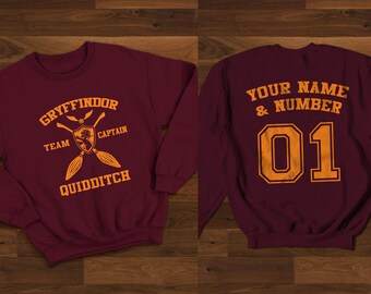Custom Gryffindor Quidditch Sweatshirt - Harry Potter Sweatshirt //Unisex