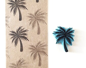Palm tree, rubber stamp, hand carved, tropical decor