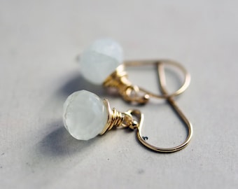 Drop Earrings, Gemstone Earrings, Aquamarine Earrings, March Birthstone, Birthstone Earrings, Gold Earrings