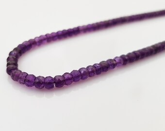 Natural Amethyst Faceted Loose Gemstone Beads Strand - 3.50-4 mm- 16 inches - Jewelry making Craft Supplies - Purple Amethyst Rondelle Beads