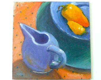 Vintage Creamer Painting • Oil Paintings • Original Art • Oil Painting • Daily Painter • Daily Painting • Pitcher • Polka Dots