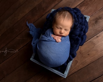 RTS Navy Blue Handspun Chunky Blanket Photography Prop