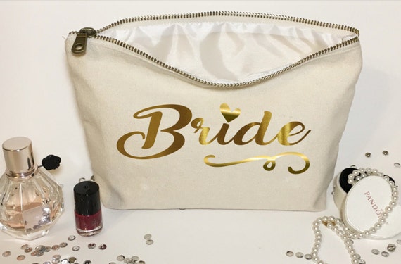 Personalized wedding makeup bag Canvas cosmetic bag Gifts