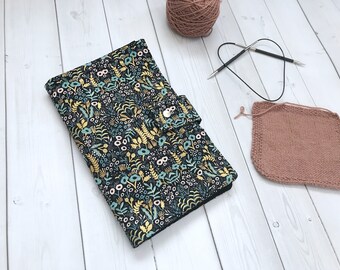Fixed Knitting Needle Case/Circular Knitting Needle Holder/Knitting Needle Organizer/Needle Case-Tapestry in Midnight-Made to Order