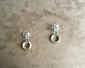 Vintage Surgical Steel Round Earrings, 1/2'' Diameter