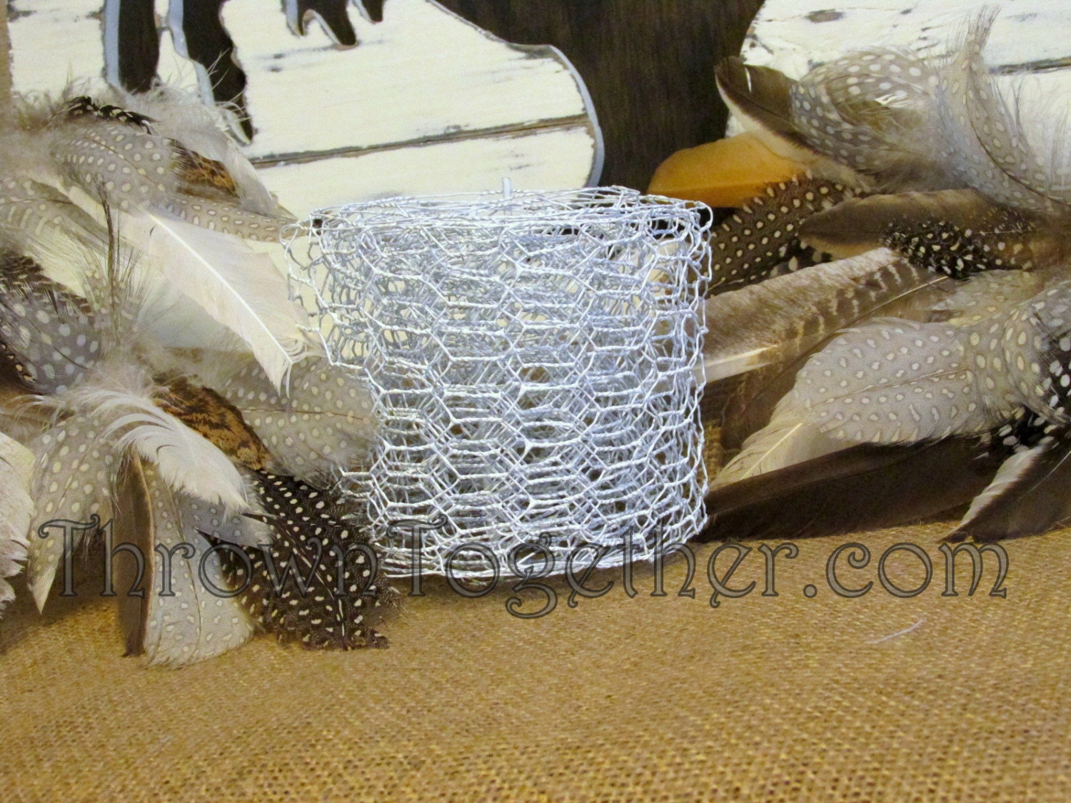 Chicken Wire Ribbon 4in X 9ft Small Link 1/2" White Chicken Wire Craft
