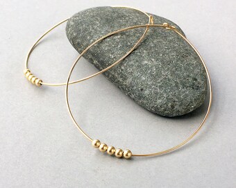 Large Gold Hoops - Hoop Earrings - Extra Large Gold Hoops - Boho Earrings - Beaded Earrings - Thin Gold Hoops - Gold Earrings - Gift Earring