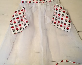 Vintage Organza Strawberry Apron