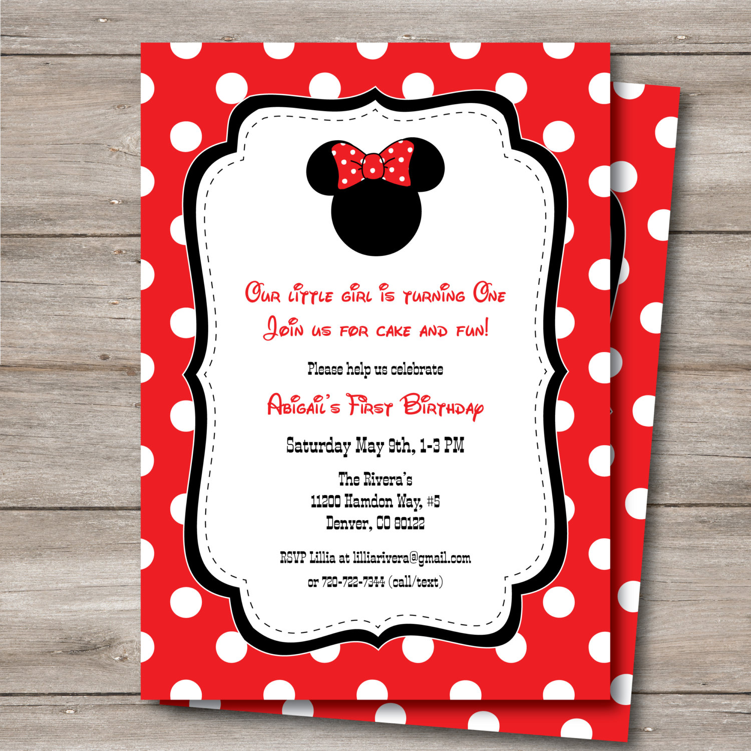 Minnie Mouse Invitation with Editable Text DIY Printable