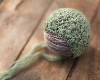 Newborn hat, Mohair hat, Baby girl bonnet