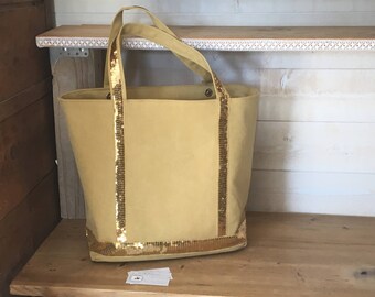 Large mustard canvas tote
