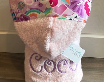 Hooded towel, NEW LIGHT PINK, thicker and softer.