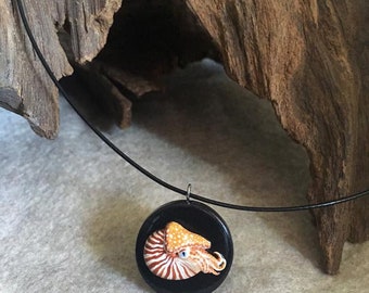 Polymer Clay Nautilus necklace pendant