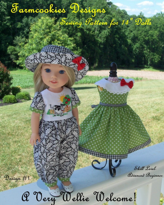PRINTED Sewing Pattern: A Very Wellie Welcome! / Sewing Pattern Fit 14" American Girl Wellie Wishers®