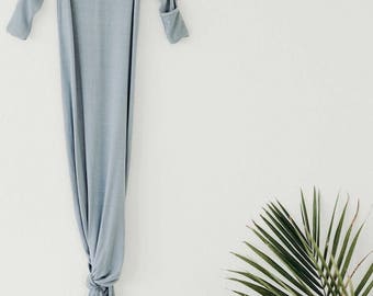 Bamboo Knotted Gown - Blue