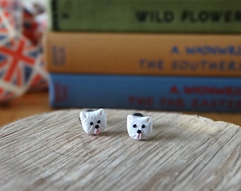 By the Shed Westie Dog Stud Earrings - West Highland Terrier - White Dog, Pet, Handmade, Present, Man's Best Friend, Dog Earrings Woof