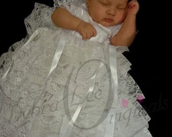White Lace baby girls Christening Gown Blessing Gown Blessing Dress Naming Dress Formal Ware