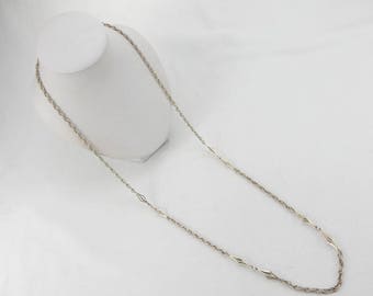Modern Elegant long vintage silver necklace ca.1970