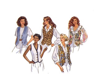 Butterick 6714, 90s sewing pattern, size 14-18 women's vest pattern, v neck vest, low armholes