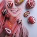 Red Colored Clay Beads Exotic Ceramic Beads Ethnic Boho Carved Beads White Etched Guru Bead Pendants Exotic Unique Colorful Tribal Beads