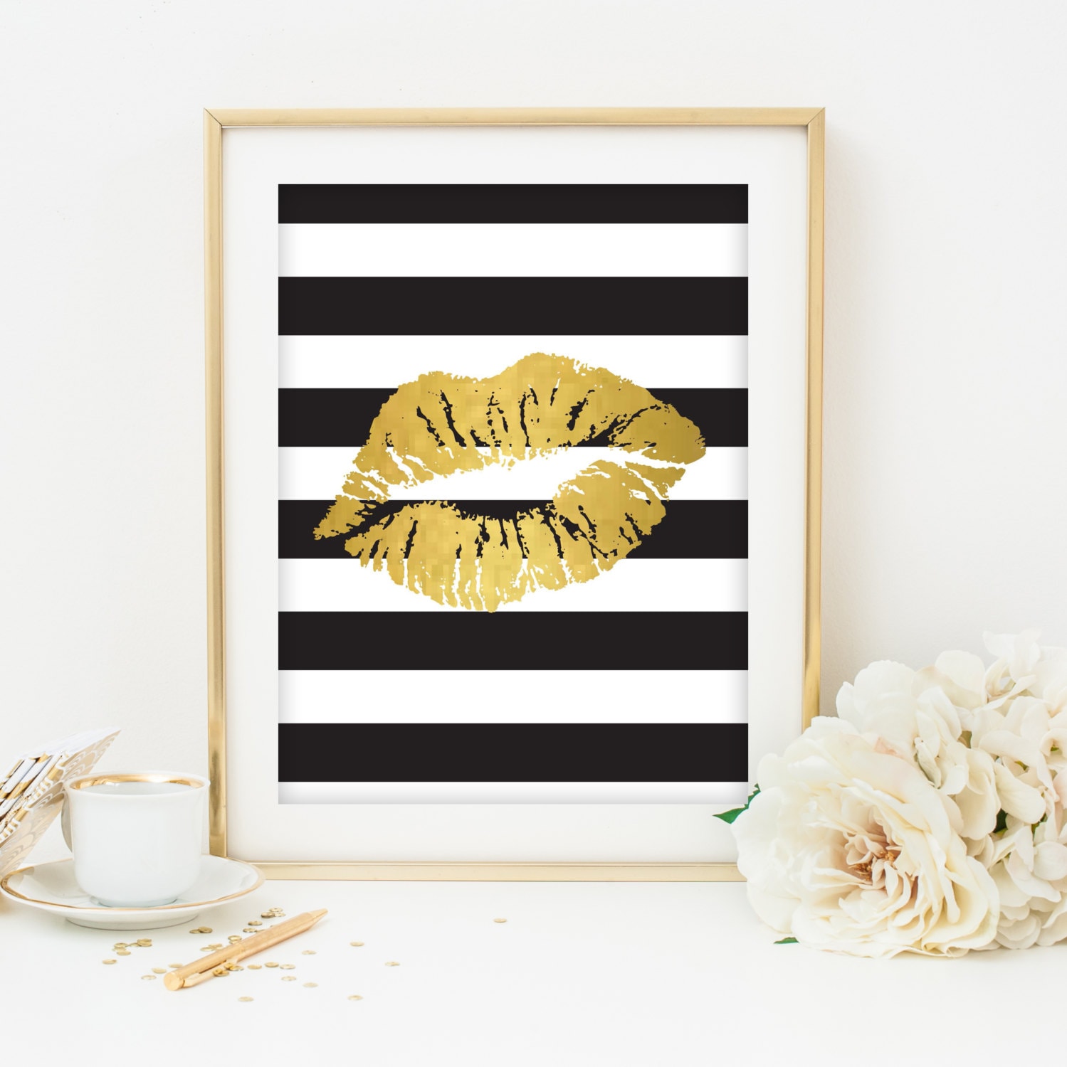 black white and gold  print printable art  dorm  room decoration