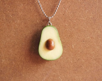 Avocado Necklace - Miniature Food Jewelry, Polymer Clay Food. Miniature Avocado. Avocado Jewelry. Gifts.