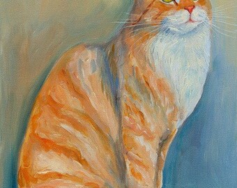 Ginger Tabby Cat Original Oil Painting