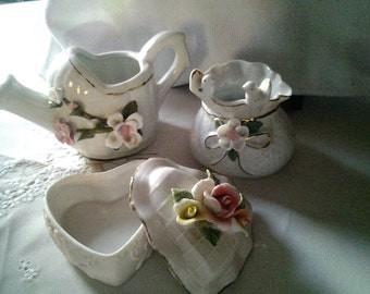 Bundle of 1950's Trinket Box - Watering Can - Sack