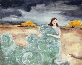 giclee print - she carried with her the sea - limited edition print of original oil painting