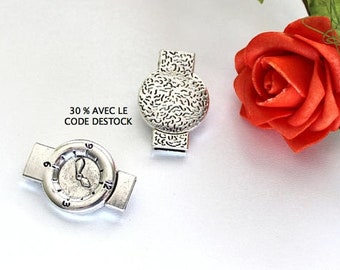 x 1 magnetic clasp in antique silver watch shape