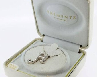 Vintage Krementz .925 Sterling Silver Necklace with Letter ' H ' Pendant