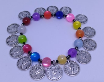 Multicolored bracelet and charms