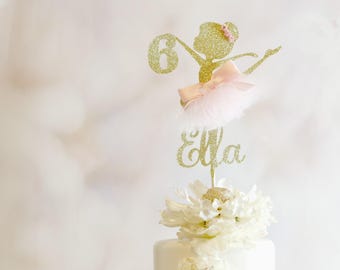 6th Birthday, Ballerina, Cake Topper, ANY AGE NAME, 6th Birthday Party, Sixth Birthday, Ballerina Decor, Ballerina Birthday, Glitter Cake
