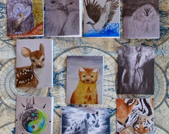 Watercolor/Graphite/Charcoal Notecard Set of 10 - 5.5"x4"