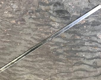 handmade straight edge ~ steel yardstick ~ handmade steel straight edge with hand drawn measurement marks ~ vintage handmade yardstick