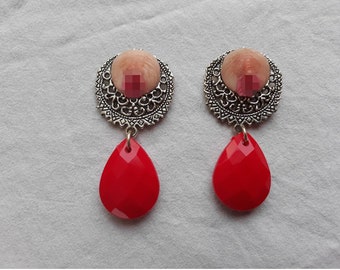 Vagina Earrings with Beads and Pearls