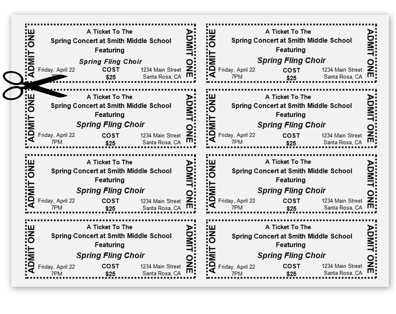 event tickets editable word template printable instant editable ticket template