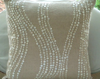 Decorative Euro Sham Covers Accent Euro Sham Couch Toss Bedding Sofa Euro Sham 26x26 Natural Linen Euro Sham Cover Embroidered - Linen Charm