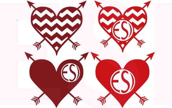 Download Heart SVG DXF EPS Circle monogram frames Vinyl Cut files