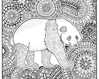 Panda coloring page Etsy